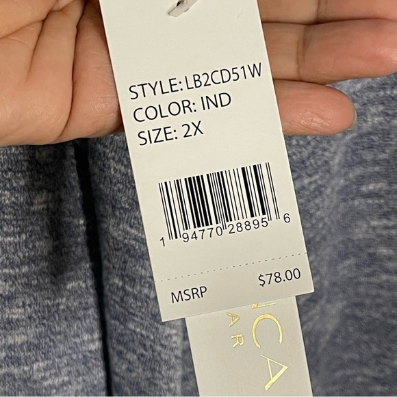 LA BLANCA Indigo Beach Sweater Hoodie swimsuit cover up gray plus size 2X NWT - Picture 5 of 10